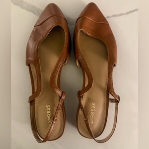 Express slingback ballet flats in a camel or tan color, size 8, new without box